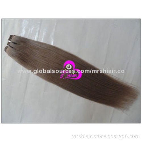 18-inch brown silk straight human hair weaves